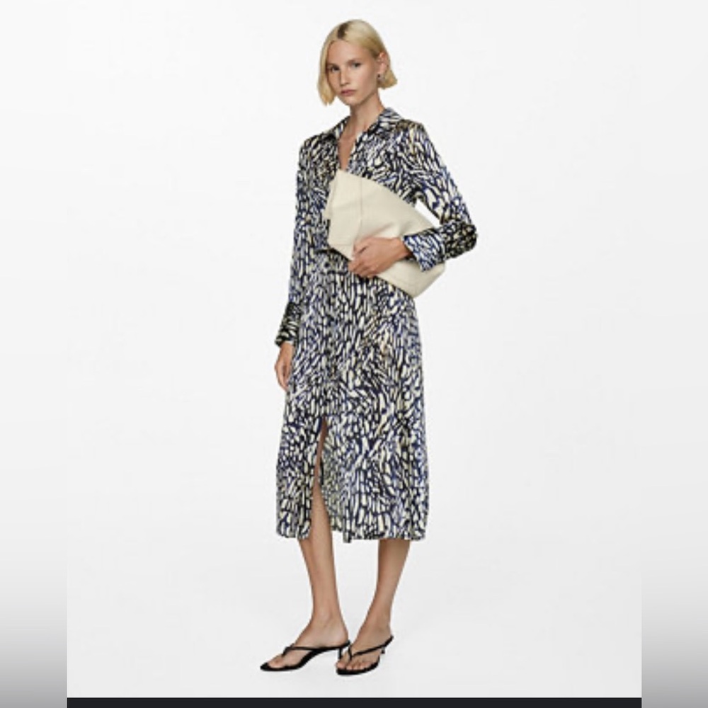 Mango Chic Navy/White Patterned Dress